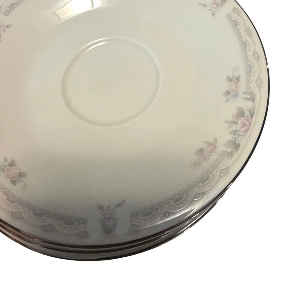 United Surgical Steel Ivory Lace Fine China Saucer (Set 3) Japan 1-6331 Floral